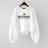 Pull pour femme High Street à fente irrégulière, tendance, paresseux, imprimé de lettres, manches lanternes, col rond, top court pour femme