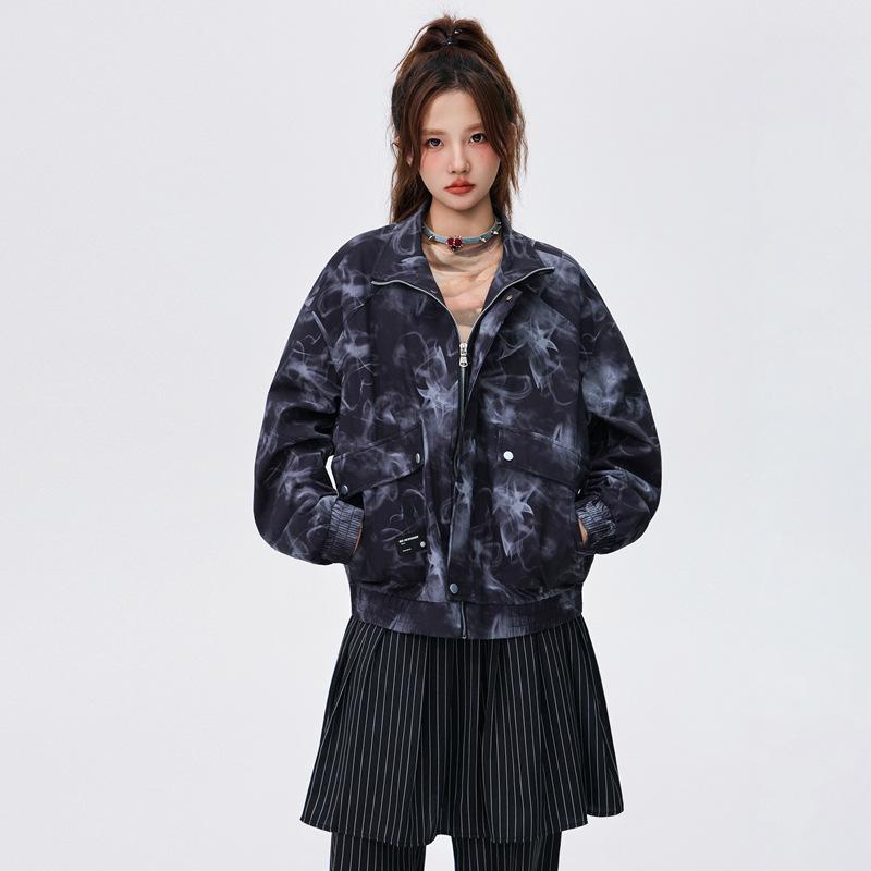 New Large-size Jacket Men's Lapel Personalized Printed Guochao Jacket
