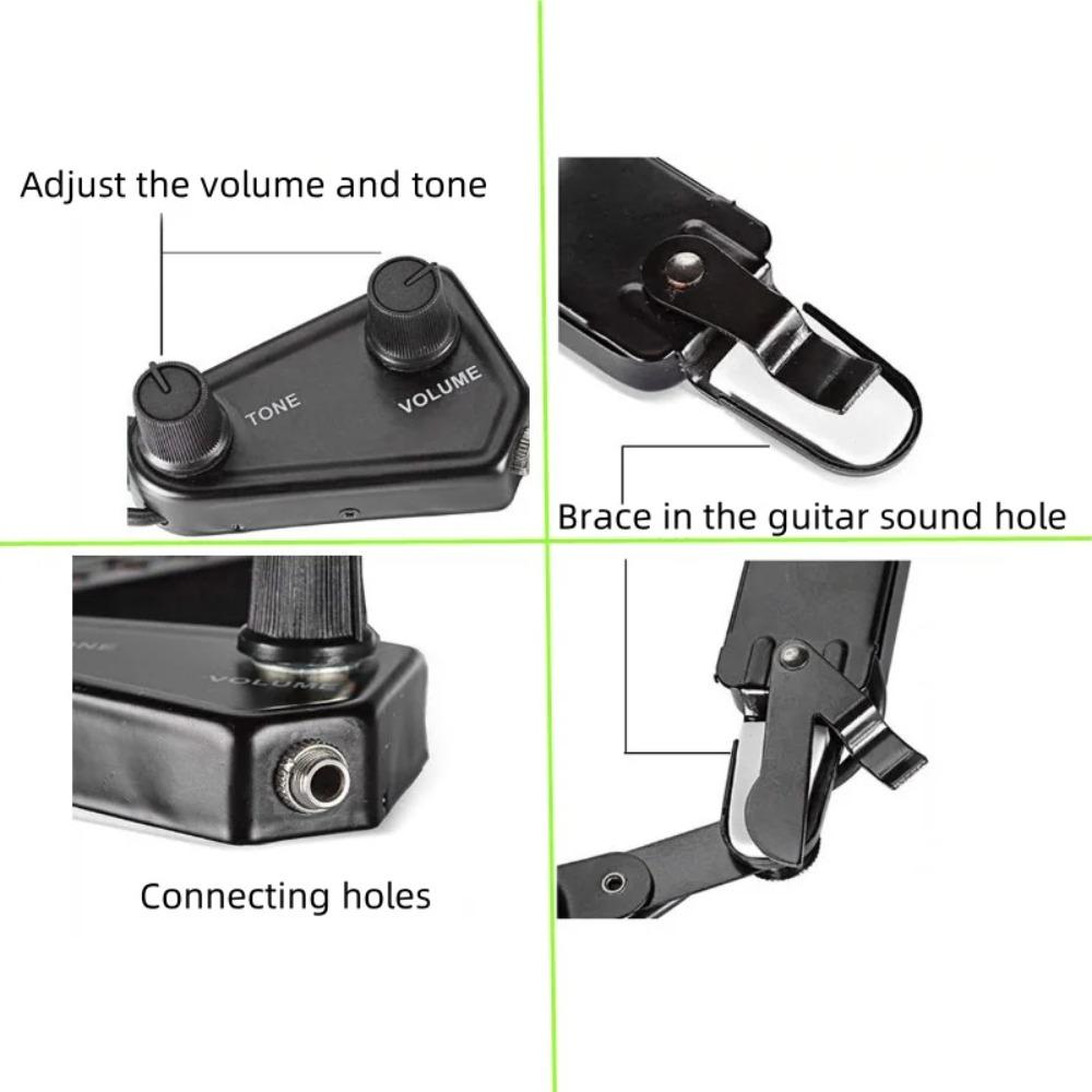 Miwayer Guitar Pickup 12-hole Sound Hole P-011 Magnetic Transducer with Tone Volume Controller Audio Cable for Acoustic Guit