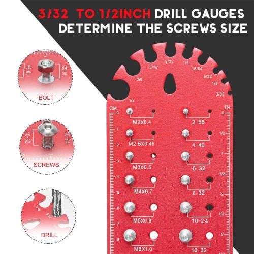 Nut and Bolt Thread Checker, Bolt Size and Thread Gauge, Aluminum Alloy Metric Thread Bolt Size and Thread Gauge, Wall-Mountable Bolt Thread Identific