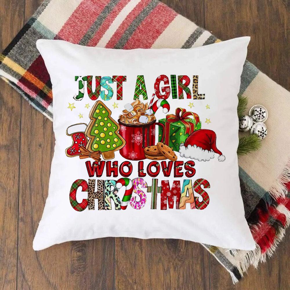 Christmas Crew Deer Print Pillow Case Winter Party Decor Home Cushion Cover Fall Holiday Pillowcase Xmas Gift for Family Friends