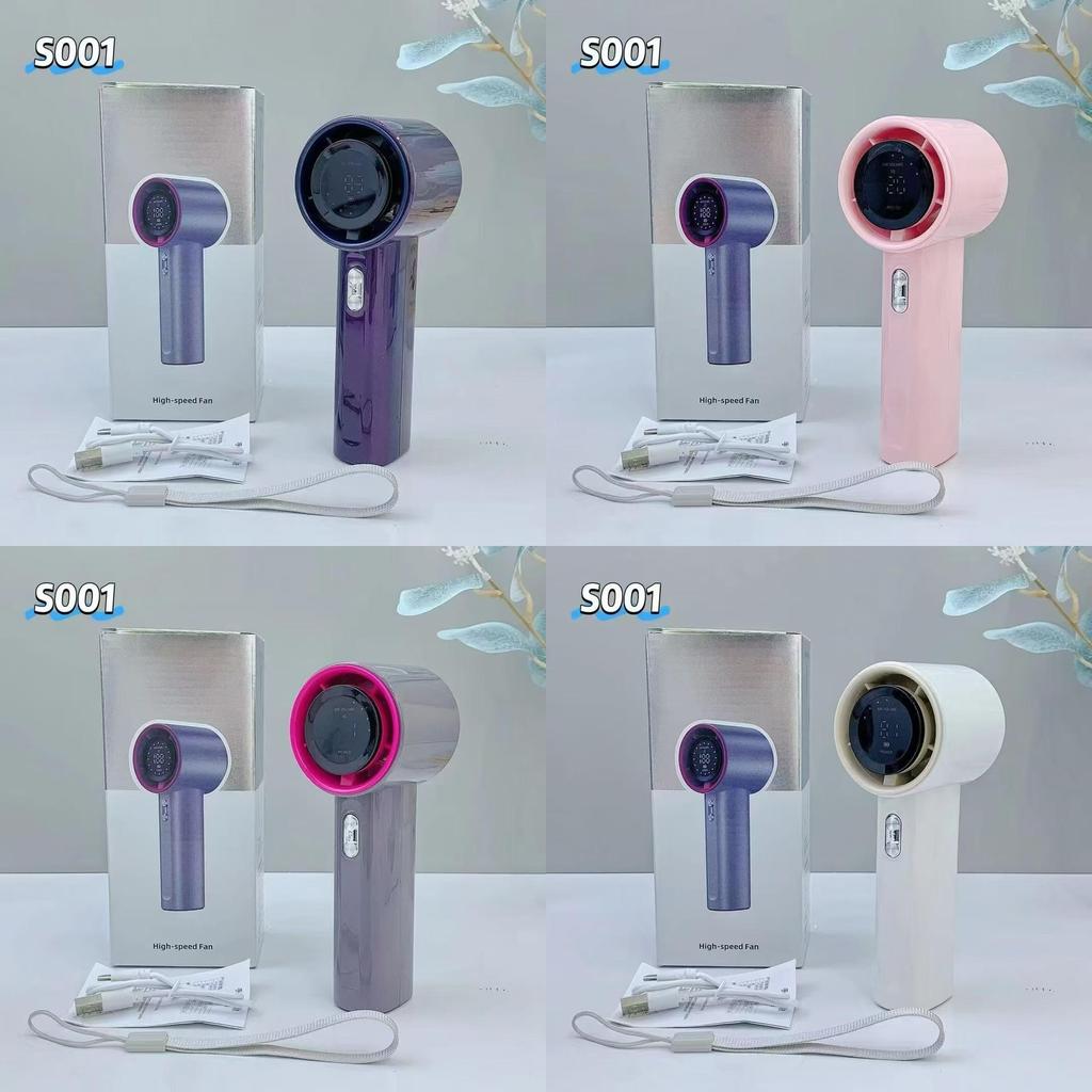 Handheld Mini Turbine Fan With Usb Rechargeable Led Display For Travel And Office Use