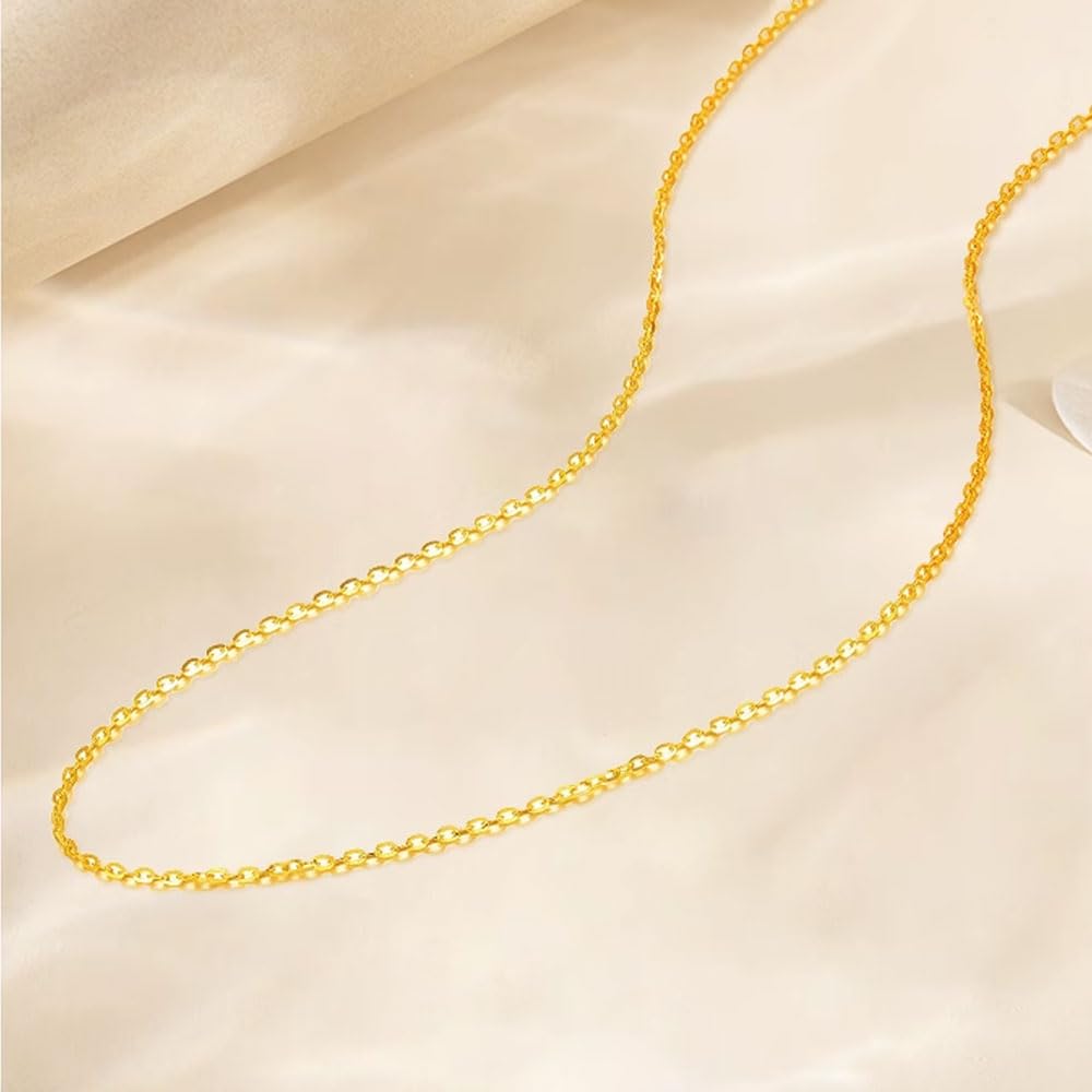 K18 Gold Necklace Chain Yellow Gold 18k Gold Birthday Anniversary Christmas White Day Gift Present Gift Wrapping Included [FANCIME] Women's Men's