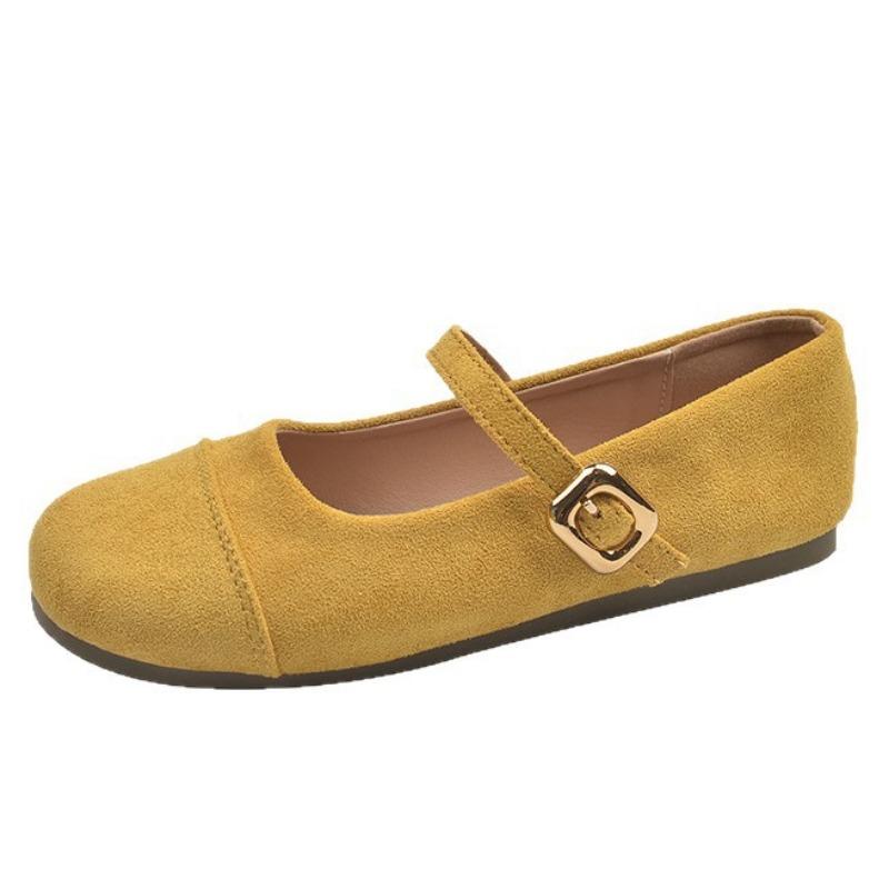 Light mouth red single shoes female spring and autumn new retro gentle fairy suede Mary Jane shoes flat beanie shoes