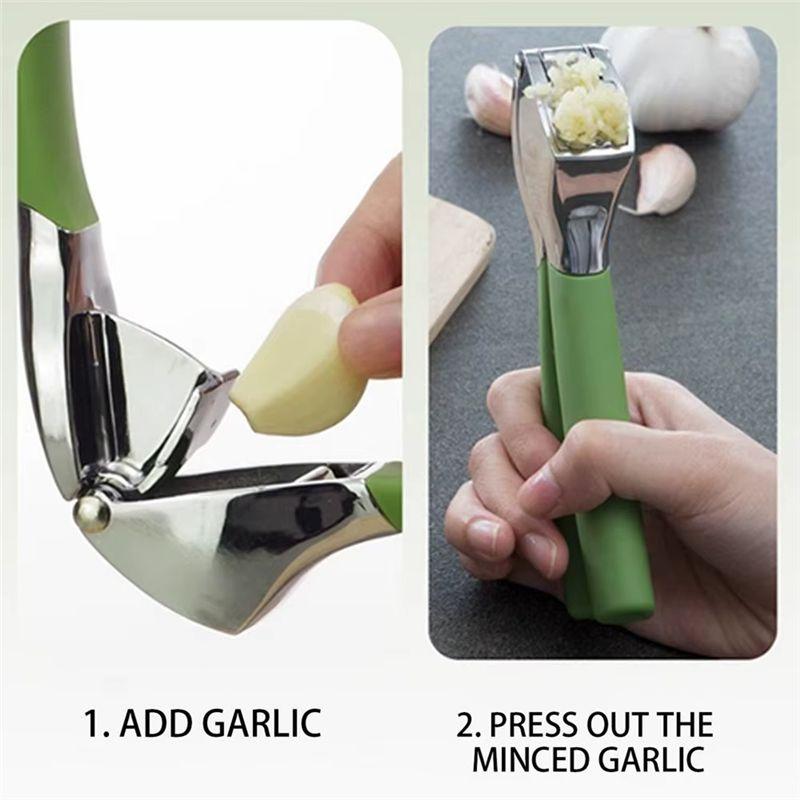 AEE4-Stainless Steel Garlic Press Handheld Garlic Smasher Squeezer Crusher Mincer Manual Press Grinding Tool For Kitchen