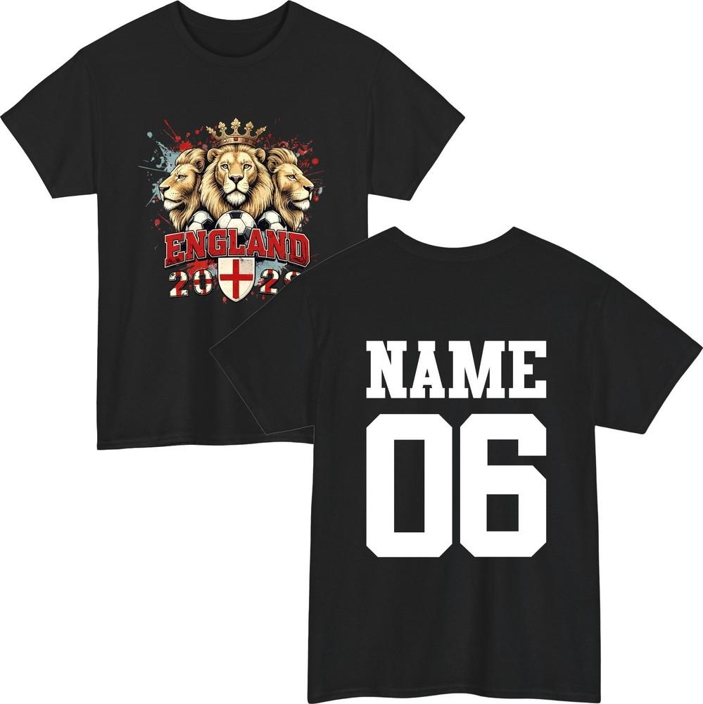 Personalised England Tournament 2026 Tshirt Custom Name Number Football Fan Top