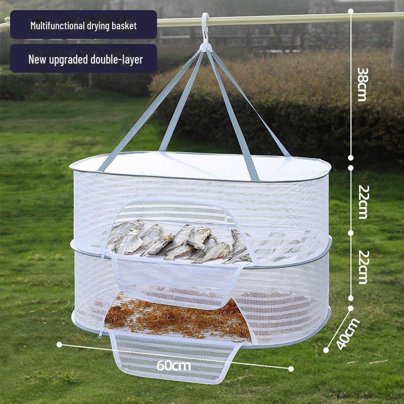 Windproof Foldable Drying Basket with Anti-Mosquito Net for Vegetables, Fish, and Clothes