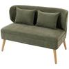 2 Seater Sofa Small Chenille Sofa With Wing Back Thick Seat Rubber Tree Wood Feet Dark Green