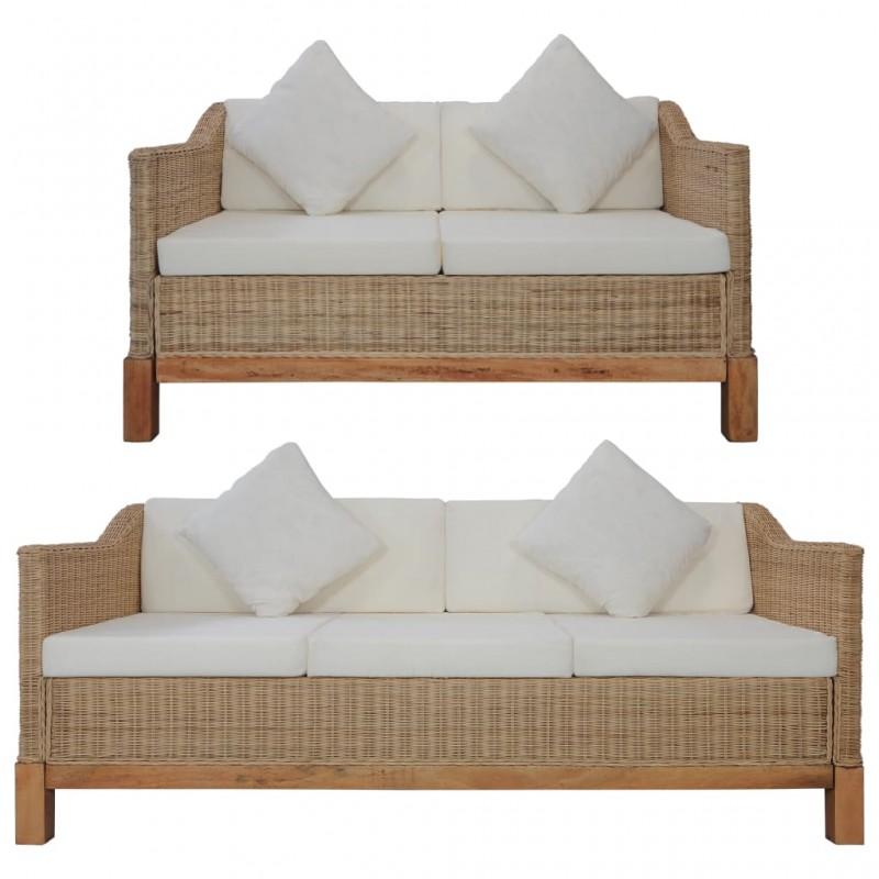 Day and Night - Day and Night Sofa Set with Cushions 2 Pieces Natural Rattan