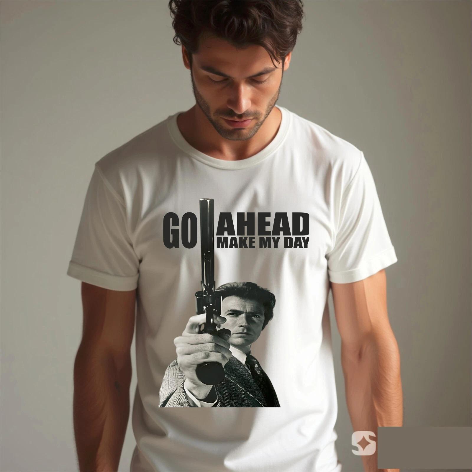 

Go Ahead Make My Day T-Shirt, Clint Eastwood Dirty Harry Movie Punk Mens Tee Top 2XL