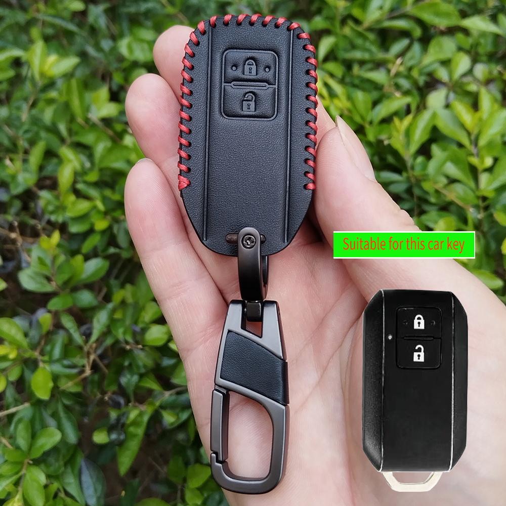

Leather 2 Button Car Remote Key Case Cover Shell For Suzuki Ertiga Swift Wagon R Protected Holder Keyless Fob Accessories