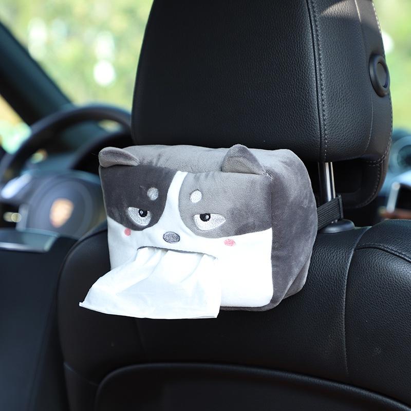 Car Tissue Box Cover Fun Cartoon Animal Design Soft Plush Material Long-lasting