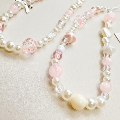 Pearl Love Pendant Keychain Beading Phone Chain Decoration Accessories Gifts Prevent Loss Mobile Phone Lanyard