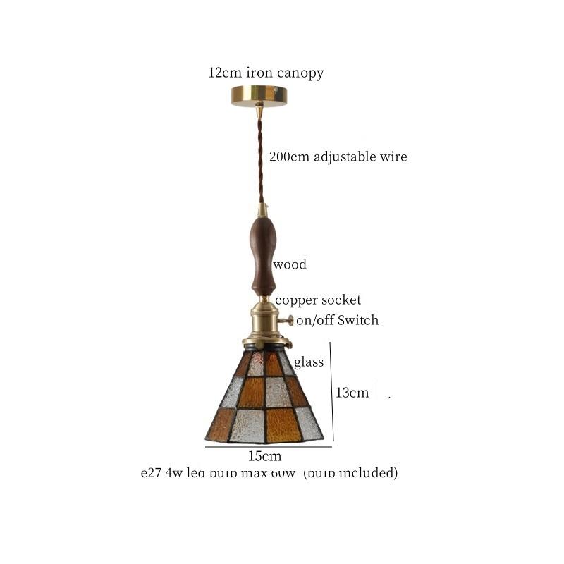 IWHD Japanese Vintage LED Pendant Light Fixtures Living Room Bedroom Cafe Loft Decor Kitchen Copper Colorful Glass Hanging Lamps