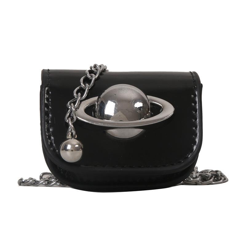 Mini Fashionable Chain Shoulder Bag For Girls In Gold Black Silver Soft Pu Material
