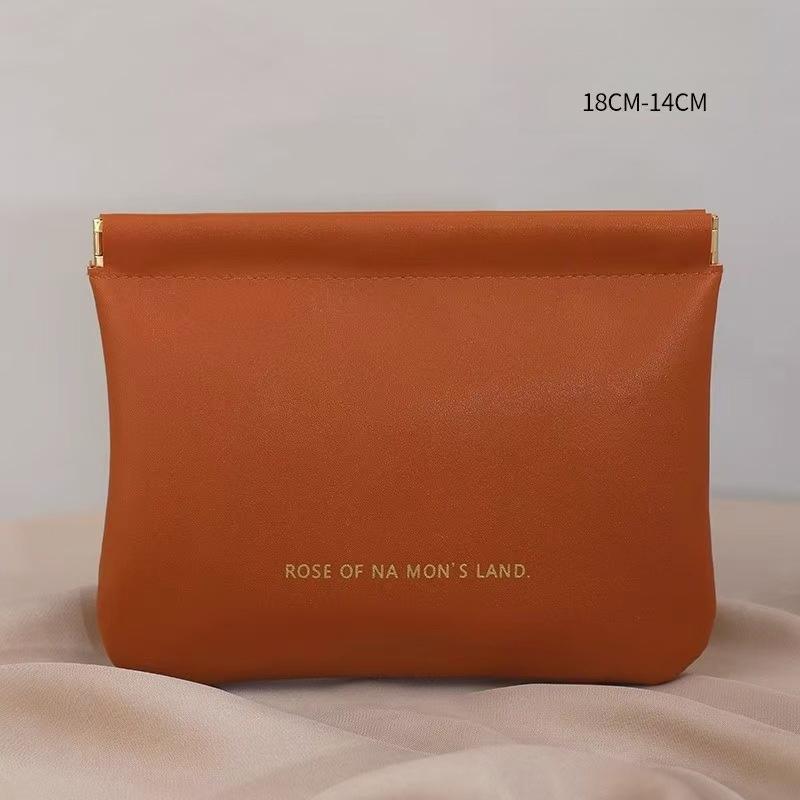 

Простая мини-сумка для хранения макияжа из искусственной кожи, женская квадратная маленькая косметичка, портативный органайзер для ключей, сумки-органайзеры large size коричневый