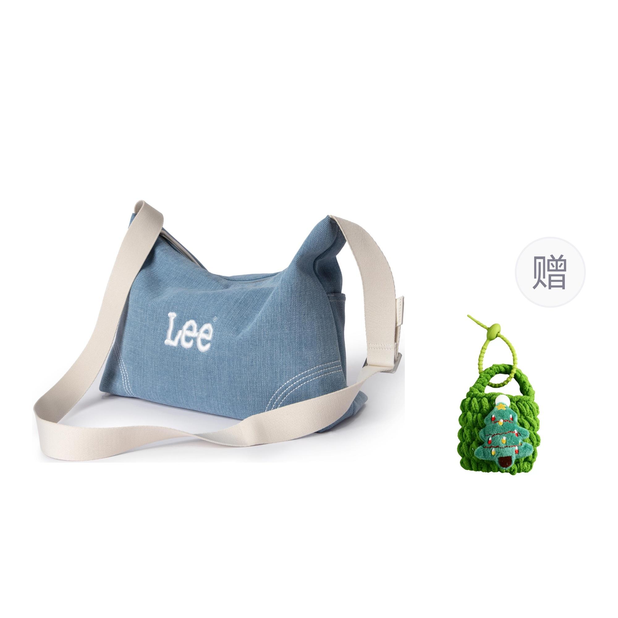 

New Lee Fabric+Artificial Leather Crossbody Bags Large Women s Light Denim Blue LE240072M-521 38.1*15.0*26.4CM