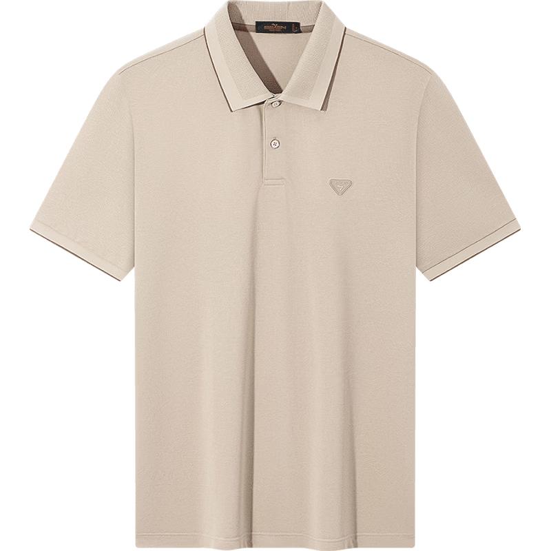 SEVEN Men s Silk Blend Jacquard Polo Shirt 2XL абрикосовый