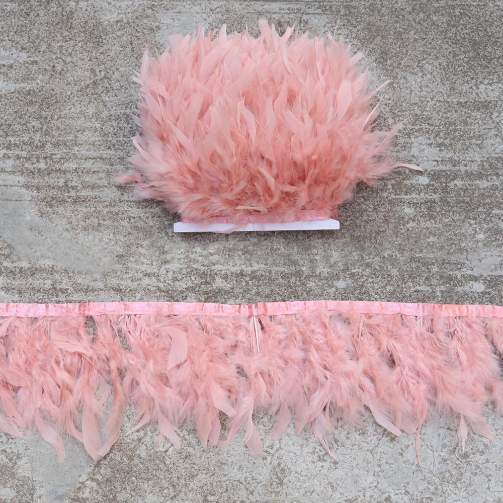 1M 10-15CM Turkey Feather Trim Fringe Blue Marabou Plumas Ribbon for Crafts Sewing  Clothes Wedding Dress Decoration Accessories