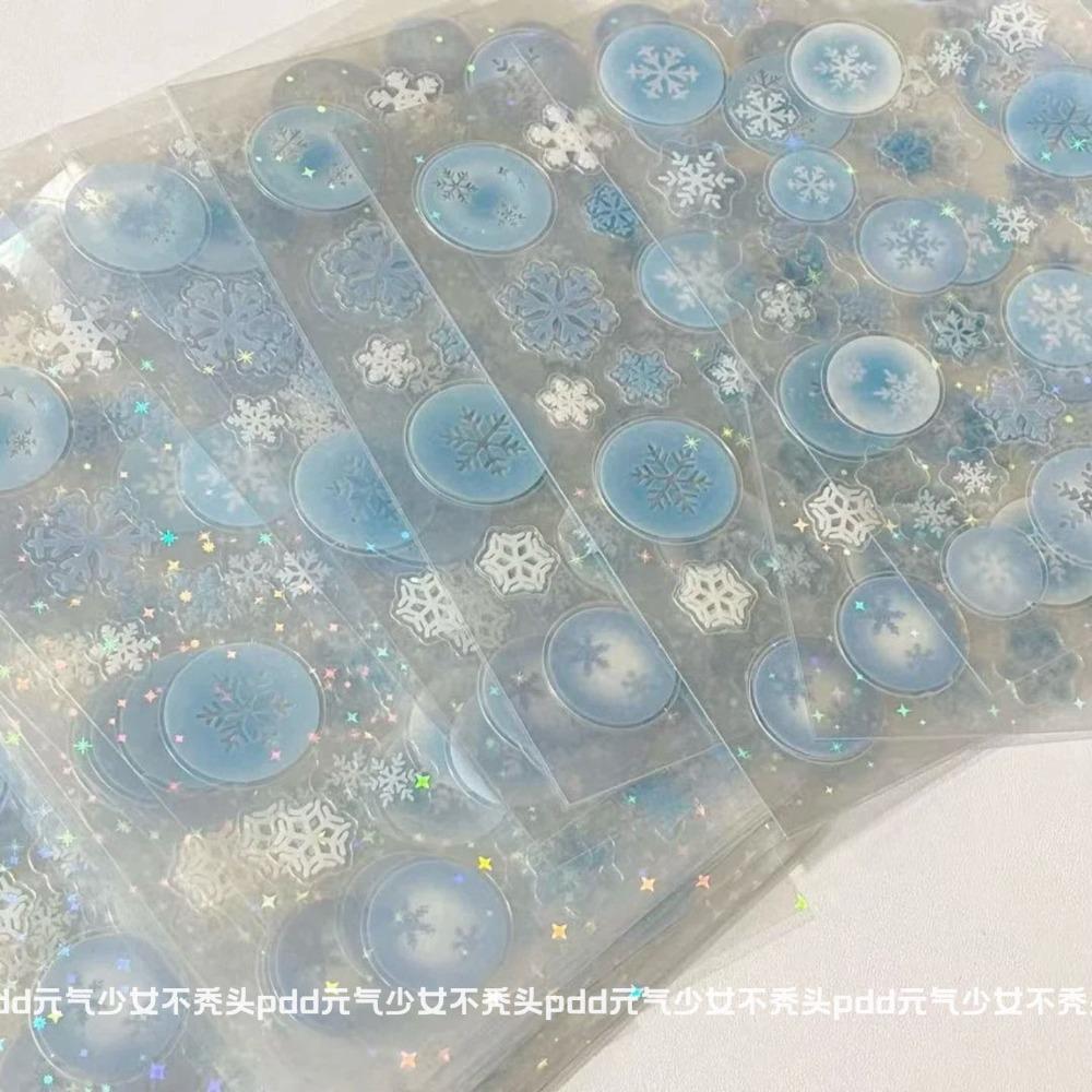 5Pcs Winter Snowflake Cutting Film Sticker,10cm * 15cm High Value DIY Blue Snowflake Hand Account Decorative Material Sticker 10cm  15cm