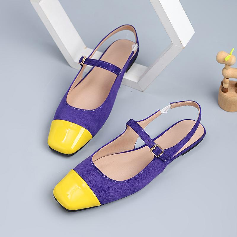 Women s Slingback Flats Square Toe Mary Jane Flats Breathable Non-Slip Ballet Dressy Shoes Casual Work Office Sandals for Women Summer Mary Jane Shoes 35