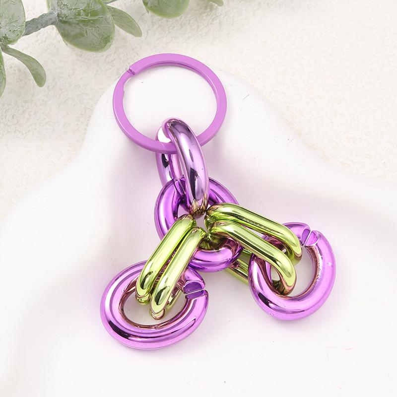 Colorful Acrylic Plastic Link Chain Keychain Creative Handmade Key Ring For Women Men Handbag Accessories DIY Friendship Gifts