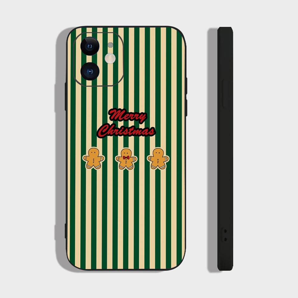 G-Gingerbread Man Christmas Phone Case For IPhone 17 Air 16 15 14 13 Pro Max 11 12 Black Silicone Cover