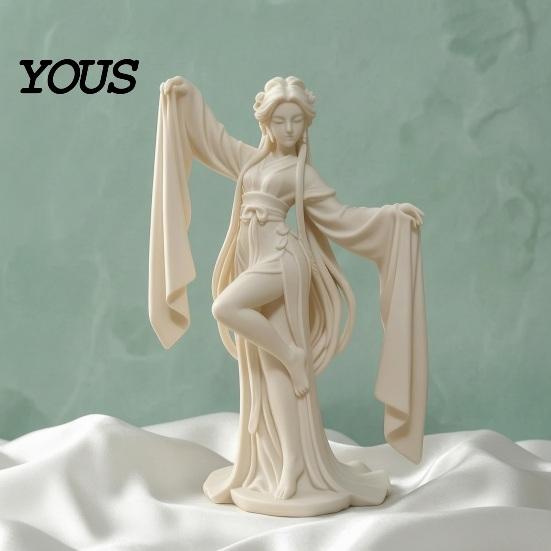 Detailed Chinese Style Statue 3D Printed Ancient Dancer Ornament, Elegant Flowing Water Sleeve Figurine, Traditional Home Decor Oriental Aesthetic