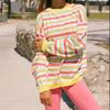2026 Fashion Early Autumn Striped Knit Long Sleeve Sweater