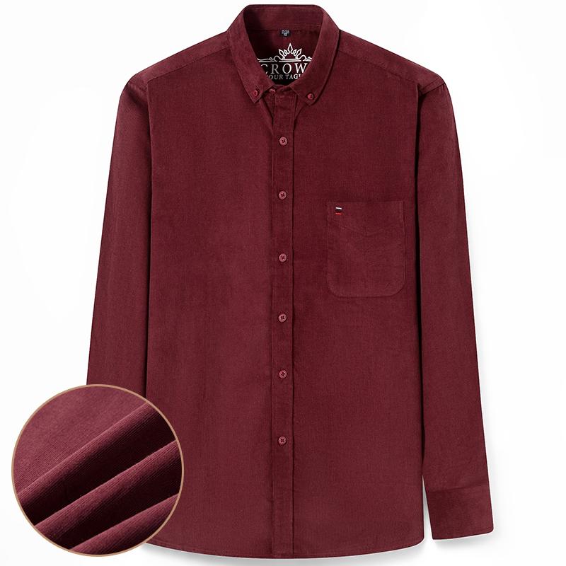100% Coduroy Warm Long Sleeve Men Casual Shirts Winter Cotton Solid Male Business Shirt