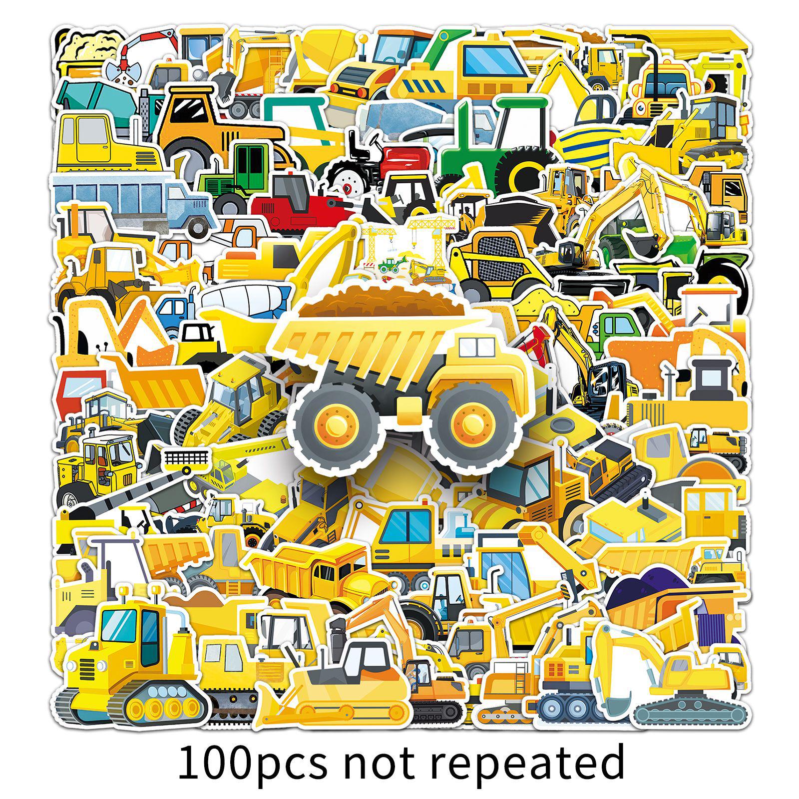 Personalized Construction Vehicle Graffiti Stickers - 100 Sheets for Kids DIY Decoration