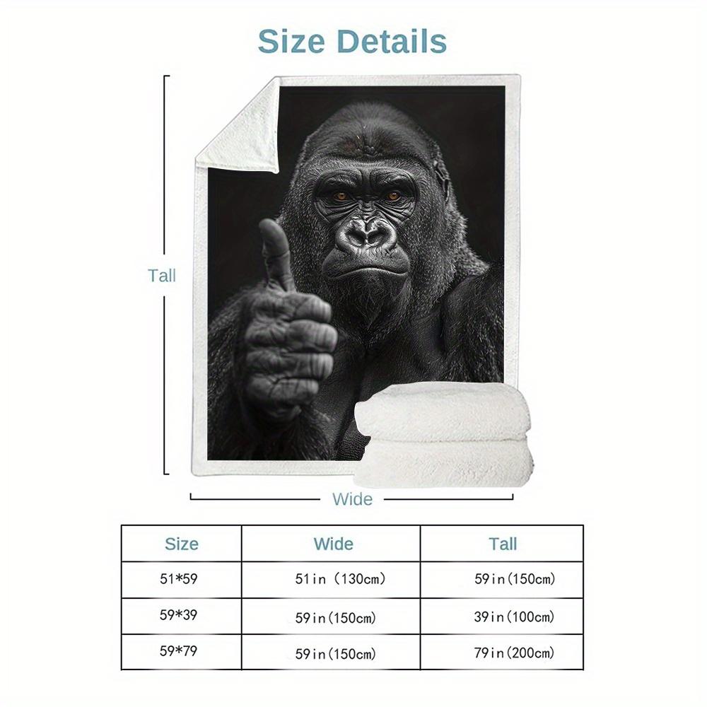 Coperta in Pile con Stampa Gorilla Pollice in Su, Plaid Ultra Morbido per Tutte le Stagioni per Divano e Sonnellini, Design Moderno con Animali, Idea Regalo per la Casa