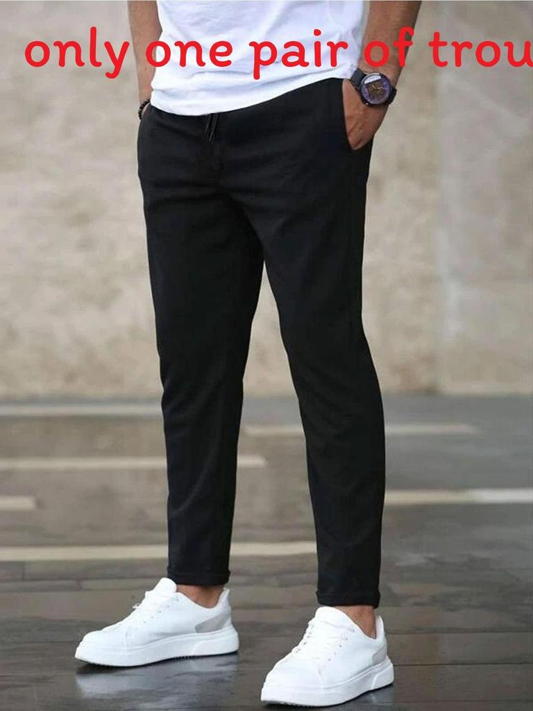 Men Casual Nine Pants With Polyester Fabric For Autumn Everyday Wear
