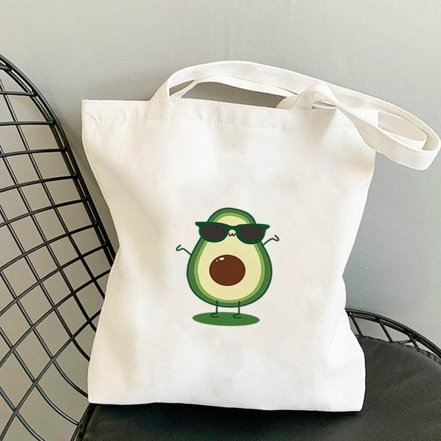 Avocado Bags 2021 Tote for Women Canvas Summer Shopper Bag Women's Handbag Designer Handbags Fabric Printed Shoping Anime Woman