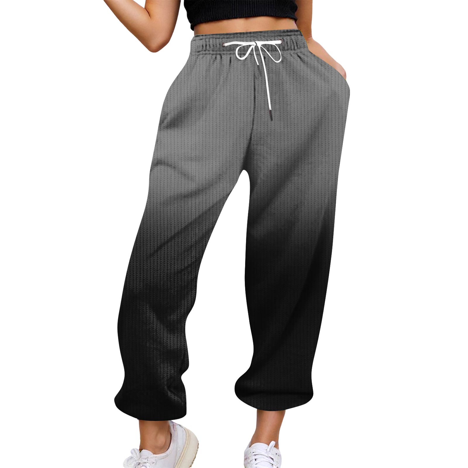 

Женские повседневные брюки с высокой талией, поясом, спортивными брюками и карманами XXXL