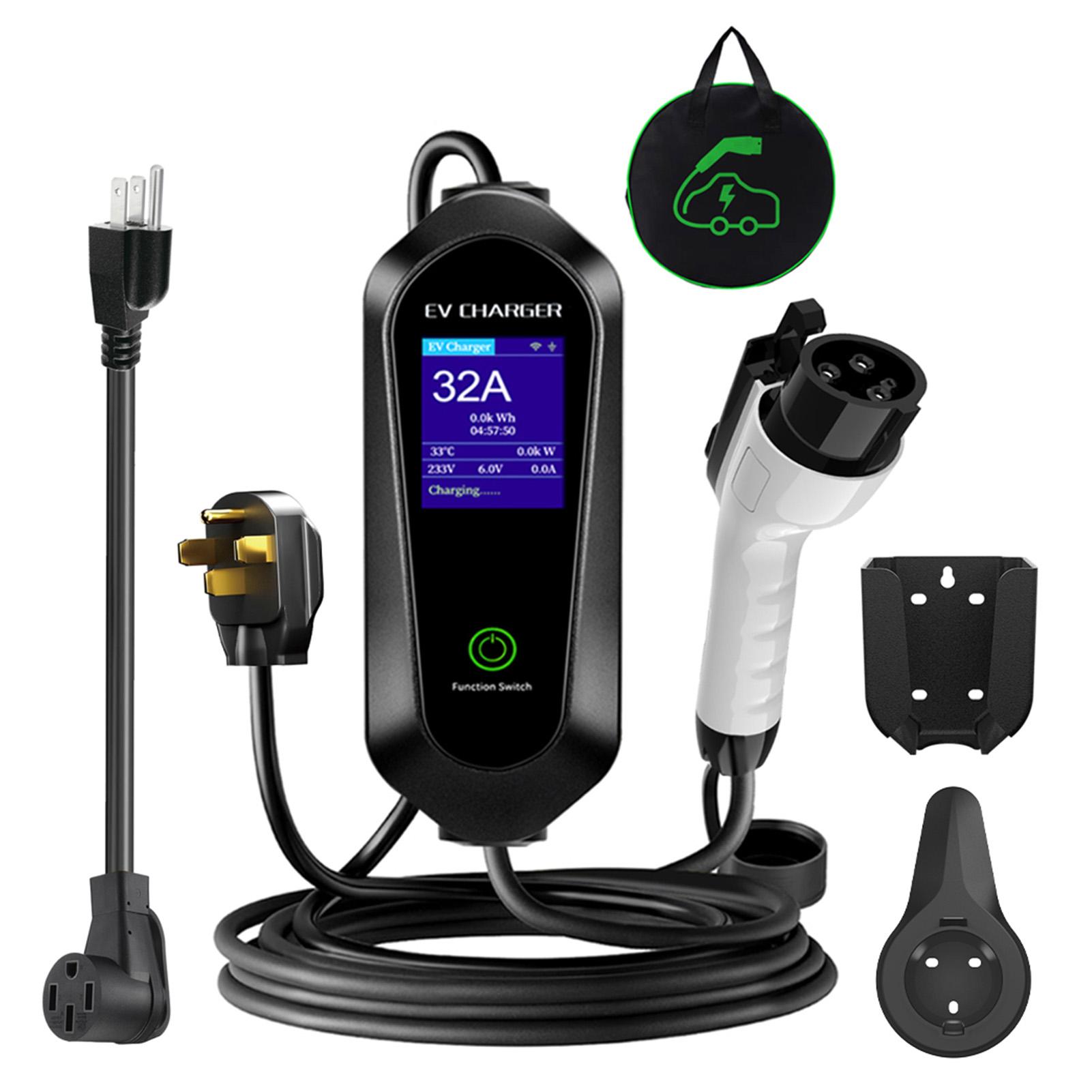 

Type 2 Portable EV Charger 7KW 32A 1Phase Wallbox Type1/GBT EVSE Fast Charging Cable APP Bluetooth Control