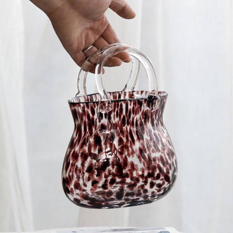 Verdickte Klare Glasvasen Handtaschenform Hülle Halten Blume Geeignet Für Haus Büro Dekoration Geburtstagsgeschenk