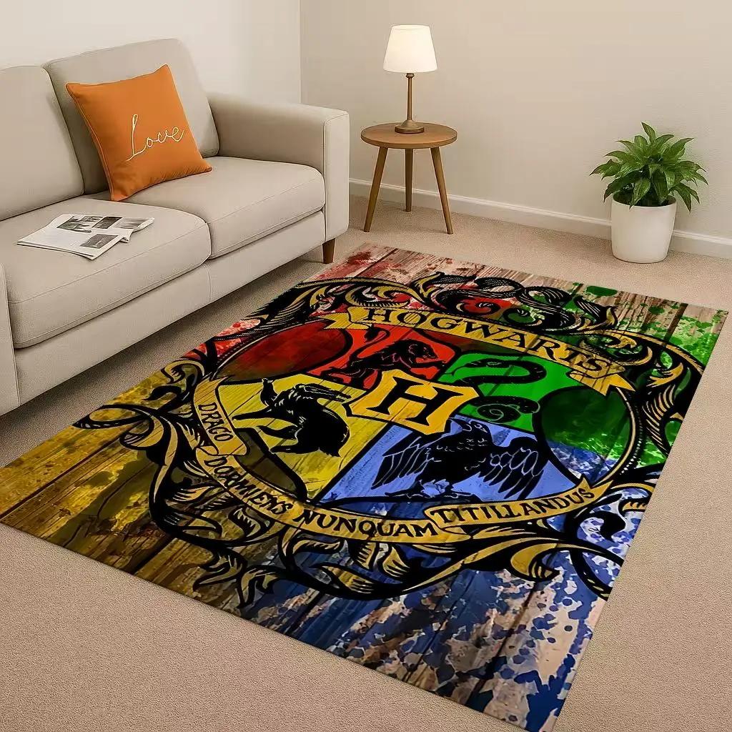 HD H-Hogwarts Sign Cartoon Living Room Non-Slip Area Rug Soft Carpet For Bedroom Playroom And Sofa,Easy Clean Home Decor Doormat