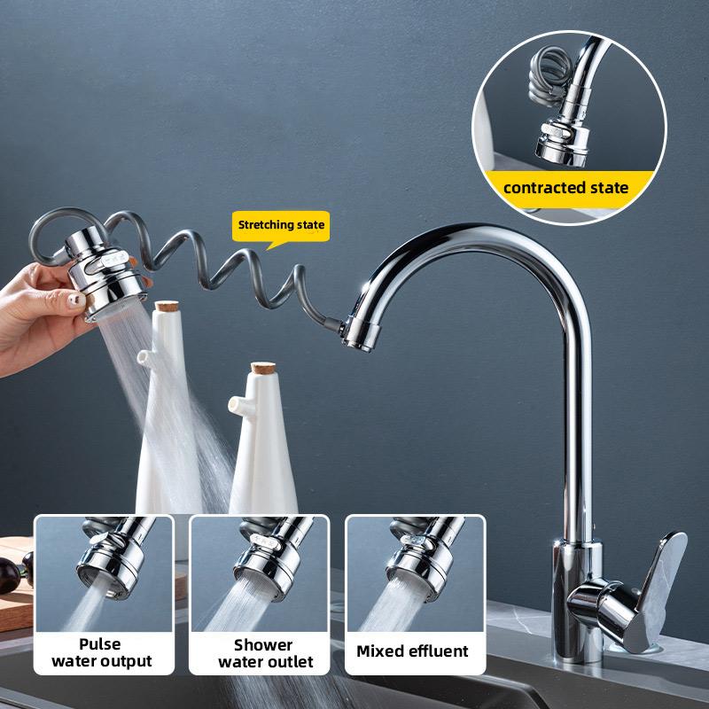 3/2 Modes Faucet Extender with Stretchable Hose Bathroom Sink Sprayer Faucet Kitchen Attachment Faucet Extender Aerator