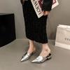 Fashion French Style Silver Headed Half Slippers for Women's 2024 New Summer Mary Jane Cool Slippers Women Sandals