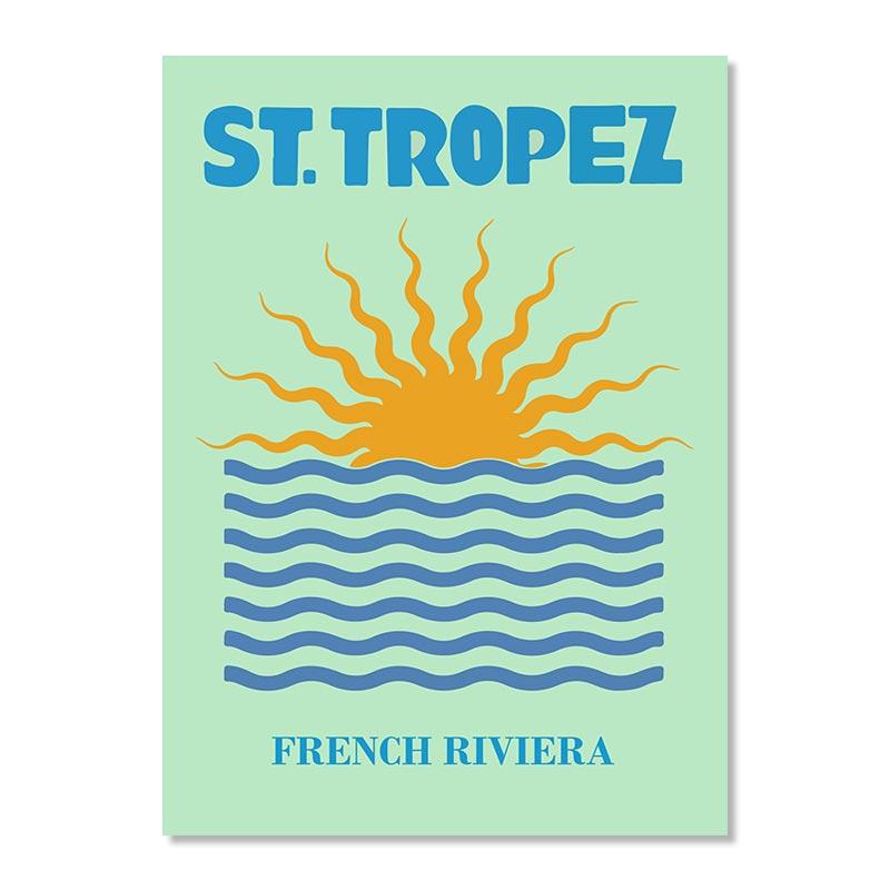 

Миконос Ибица Майами Бонди Амальфи Сан-Тропе Красочный холст Картина Плакат Путешествия Печать Абстрактные фрески Скандинавское настенное искусство Декор 21x30cm No Framed