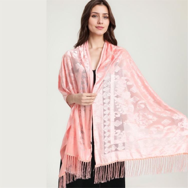 Long Tassels Women's Shawl Shoulder Wrap Ethnic Style Chinese Chipao Shawl Elegant Headwrap Scarf for Special Occasion