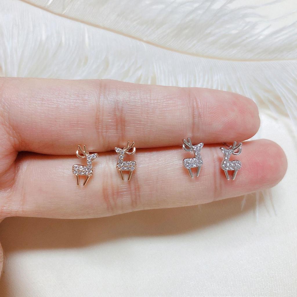 14K Gold-Plated Elk Stud Earrings In S925 Sterling Silver