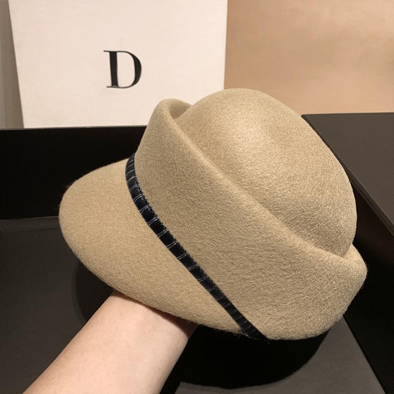 

Осенне-зимняя шляпа женская дизайнерская шерстяная шапка однотонная универсальная зимняя теплая шляпа для верховой езды One Size