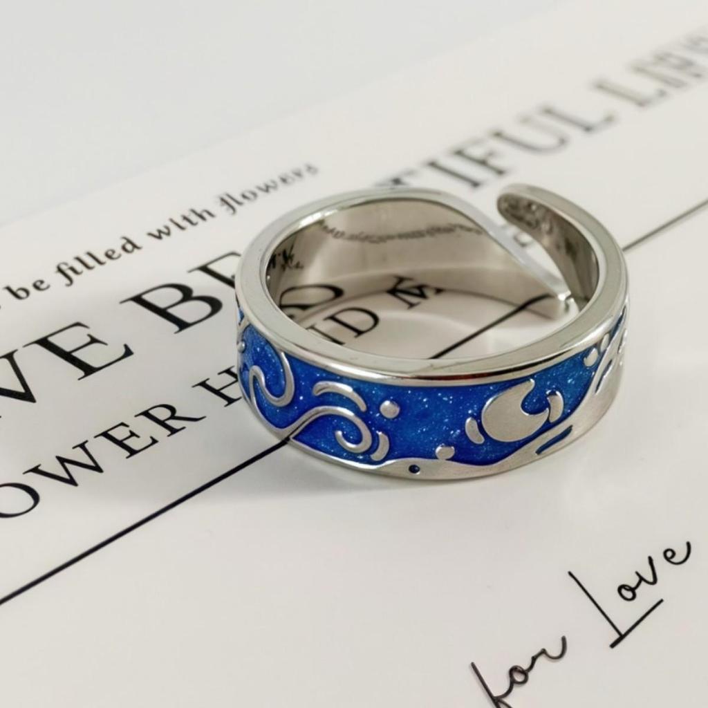 Korean Style Van Gogh Starry Night Ring - Unisex Ins Niche Design, Fashionable Chic Finger Ring
