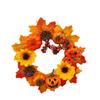 Pumpkin Garland with LED Light Halloween Ghost Festival Decoration Maple Leaf Accented Wall Hanging for Scene Layout Door