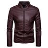 Mens Jackets Mens Faux Leather Jacket Classic Stand Collar Motorcycle Coat Slim Fit with Full Zip Long Sleeve Autumn Winter Outdoor