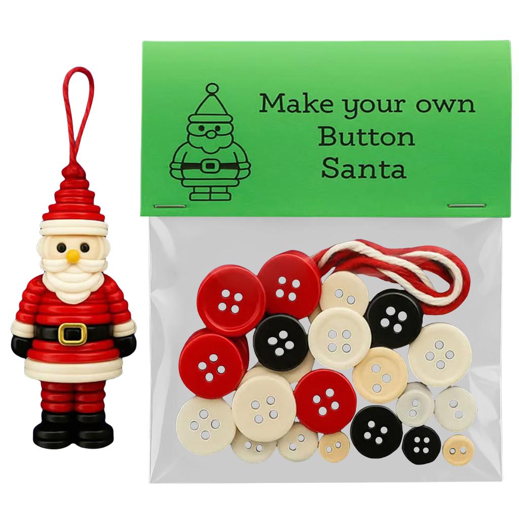 Fun Christmas Button Making Set Reusable Small Xmas Hanging Ornament Creative Button Decorations for Holiday Stocking Filler