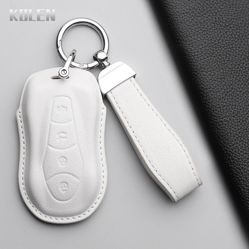 Leather Car Key Case Cover Shell For Geely Azkarra Tugella Fy11 Atlas Pro New Emgrand Gs X6 Suv Ec7 Protected Fob Bag