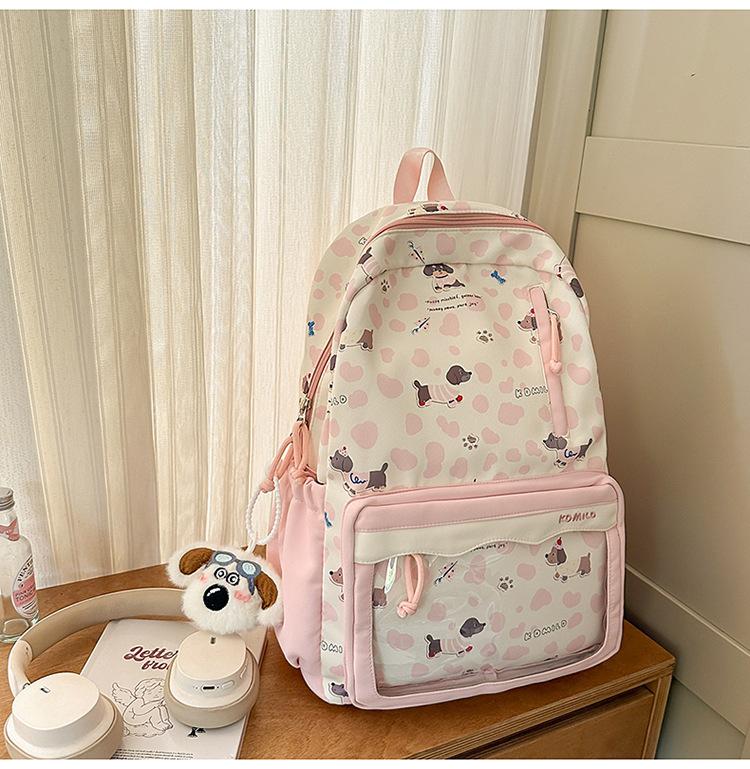 Schoolbag Lightweight Casual Backpack Cow Pattern Simple Going Out Cartoon Dog School Bag Female Student Cute Large Capacity Backpack